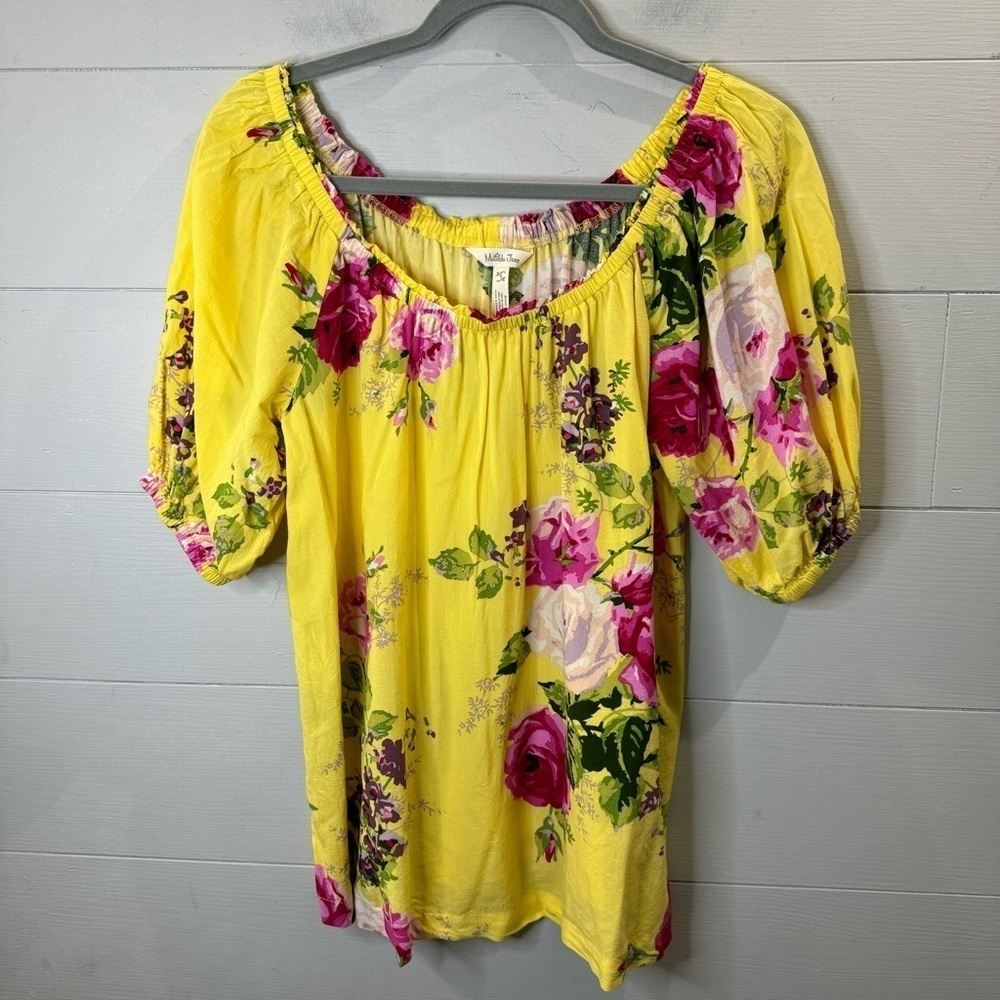 Matilda Jane | In Town Peasant Blouse Cottagecore Top Floral Puff Sleeve Size S